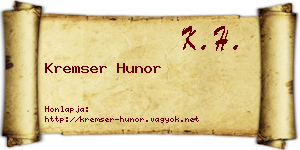 Kremser Hunor névjegykártya